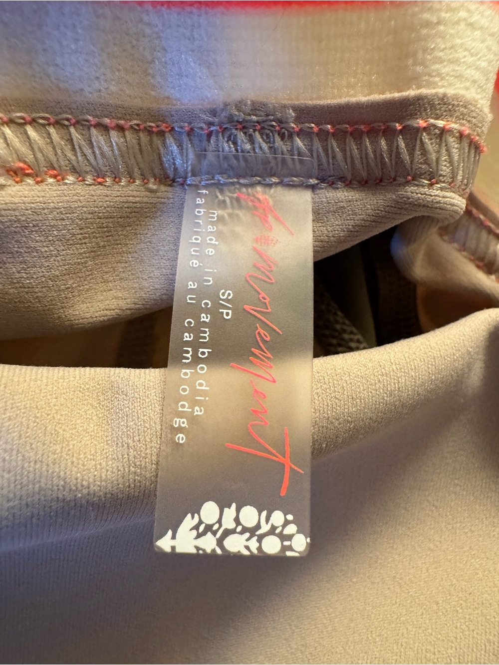 Free People Beige Leggings with Coral Stitching Accents - Picture 6 of 8